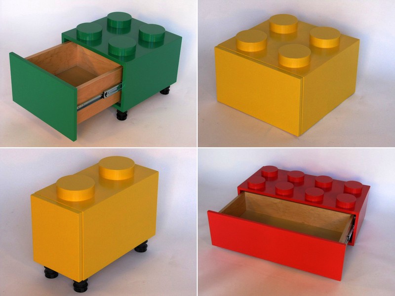 Тумбочки в стиле Лего с выдвижными ящиками 